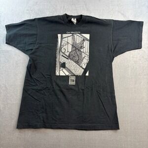 VTG Stuart Katt "Cat Wants Out" Graphic T Shirt Black Men's XL